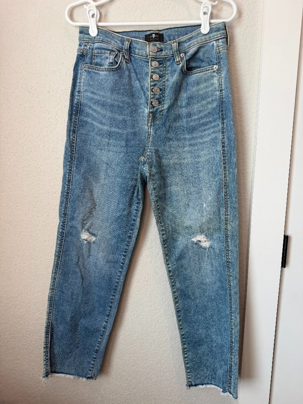 7 For All Mankind Cropped Straight Jeans Size 28